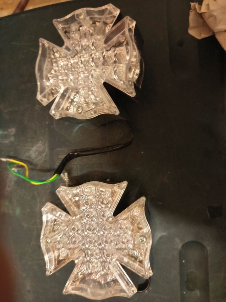 Chrome Maltese cross tail lights 