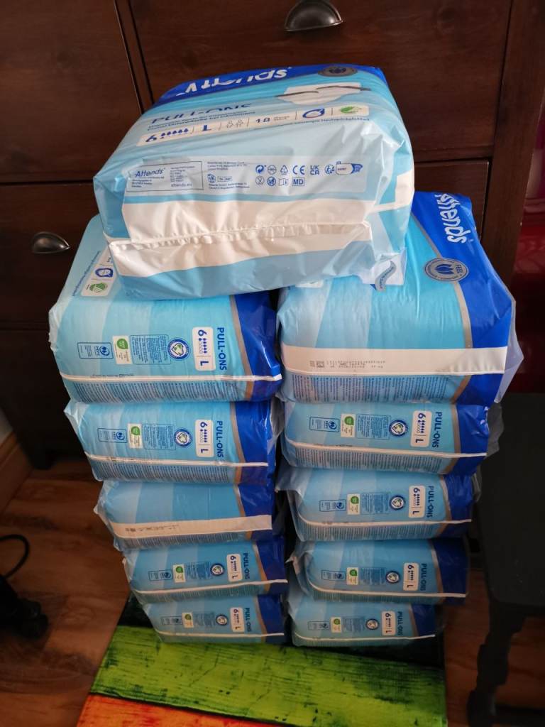 Attends Pull-Ons Disposable Incontinence Pants 6 Size L, 11 Packs of 18 - New