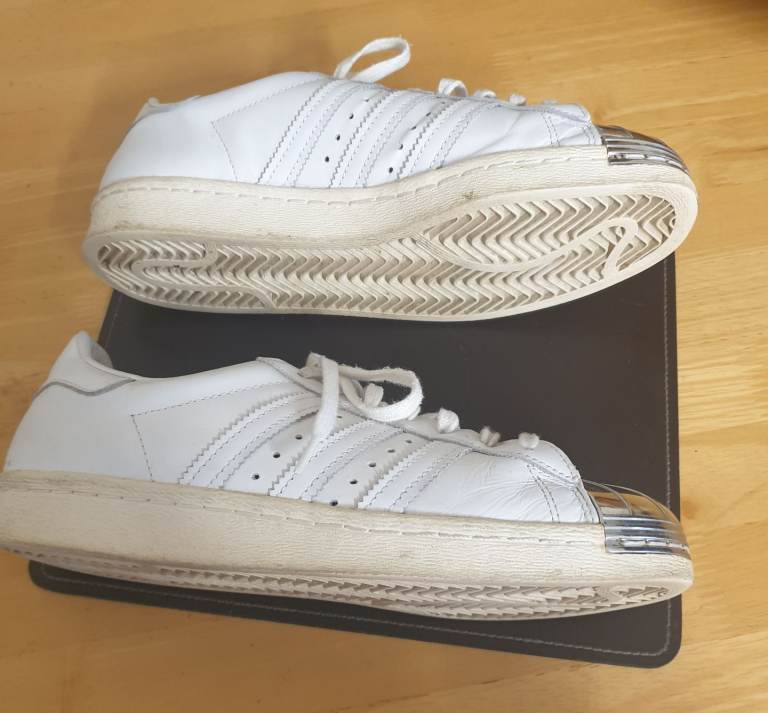 Adidas original 80's retro superstar white & gunmetal toe trainers/sneakers/shoes  size 6