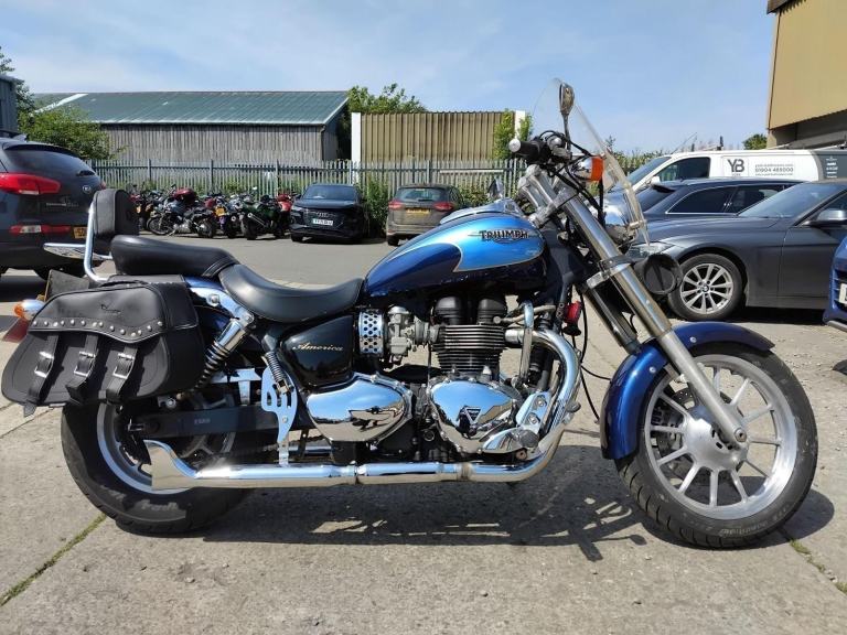 2007 57 TRIUMPH BONNEVILLE AMERICA 865 BLUE CLASSIC CUSTOM CRUISER PANNIERS
