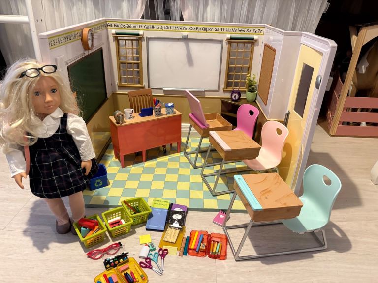 Our Generation School Classroom Playset with Doll, Uniform & Extra Accessories