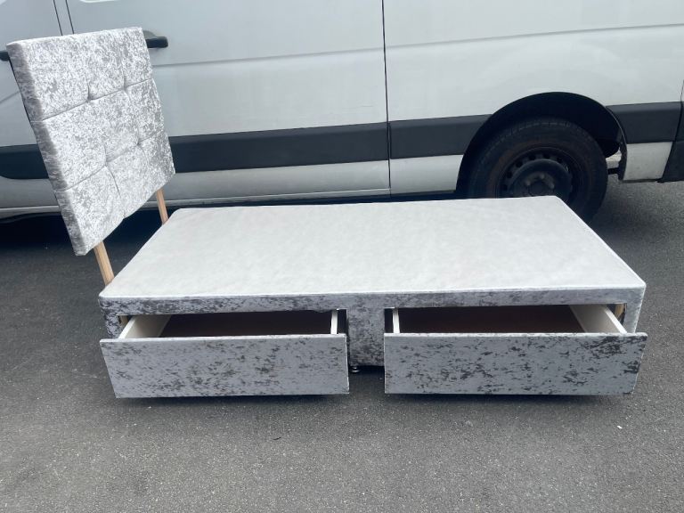 Crushed velvet single divan bed base £60 delivered 