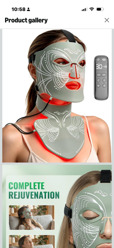LED Light Therapy Face & Neck Mask with Remote