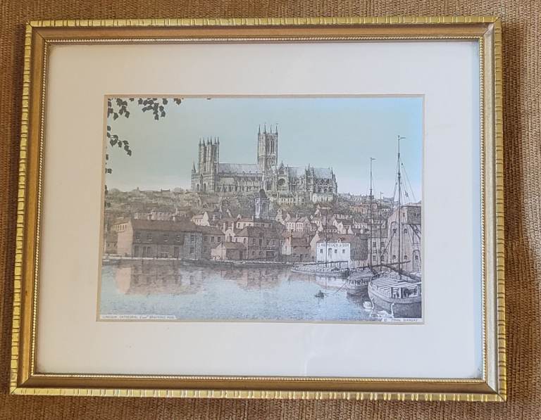 John Bangay - Lincoln Cathedral from Brayford Pool - FramedPrint