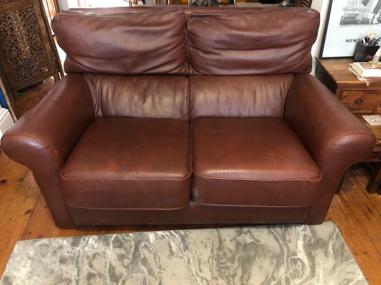 image for John Lewis real leather 2 seater sofa