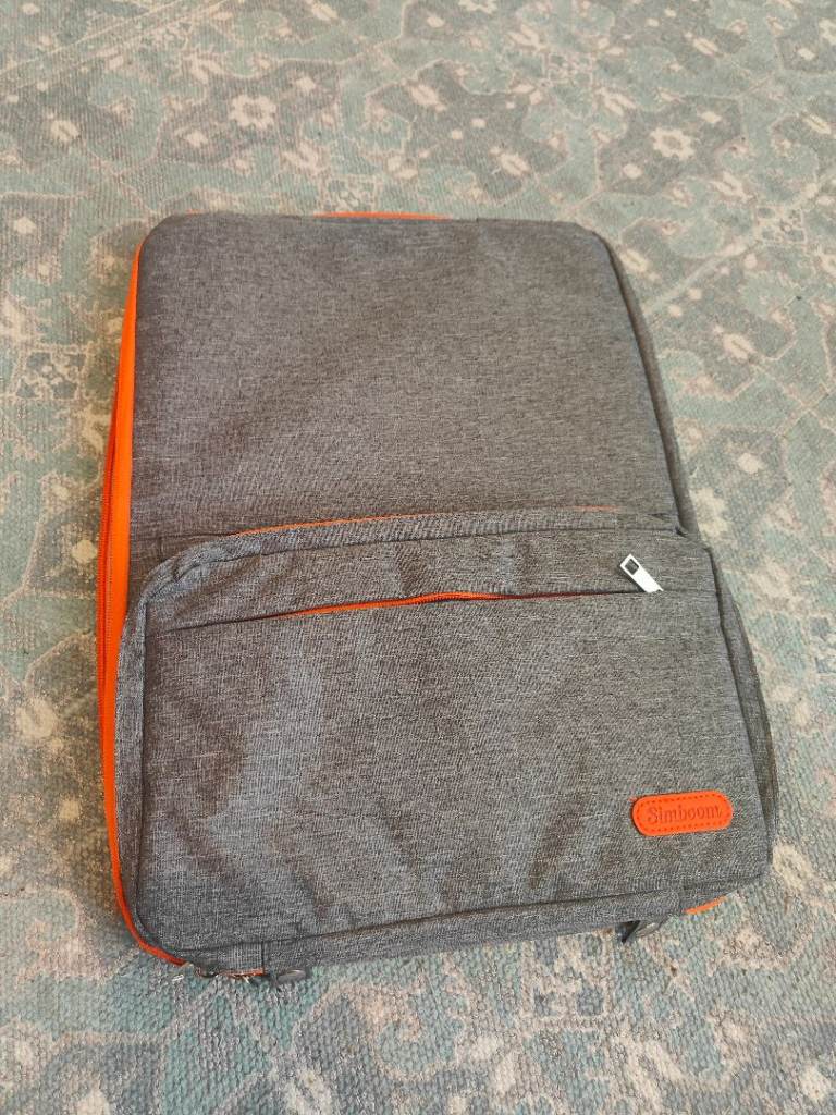 Laptop Sleeve and Accessory Pouch Set – Grey with Orange Trim, As Good As New