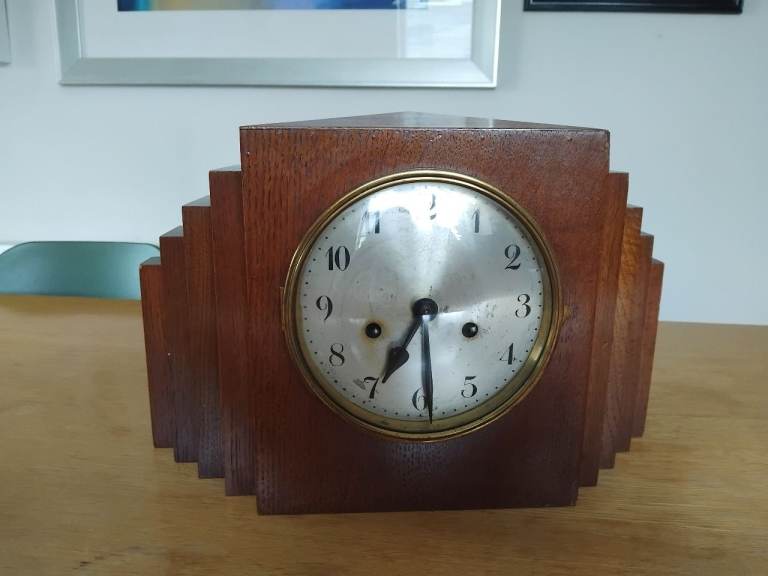 Art Deco Wooden Clock, beautiful Interior Design piece. 