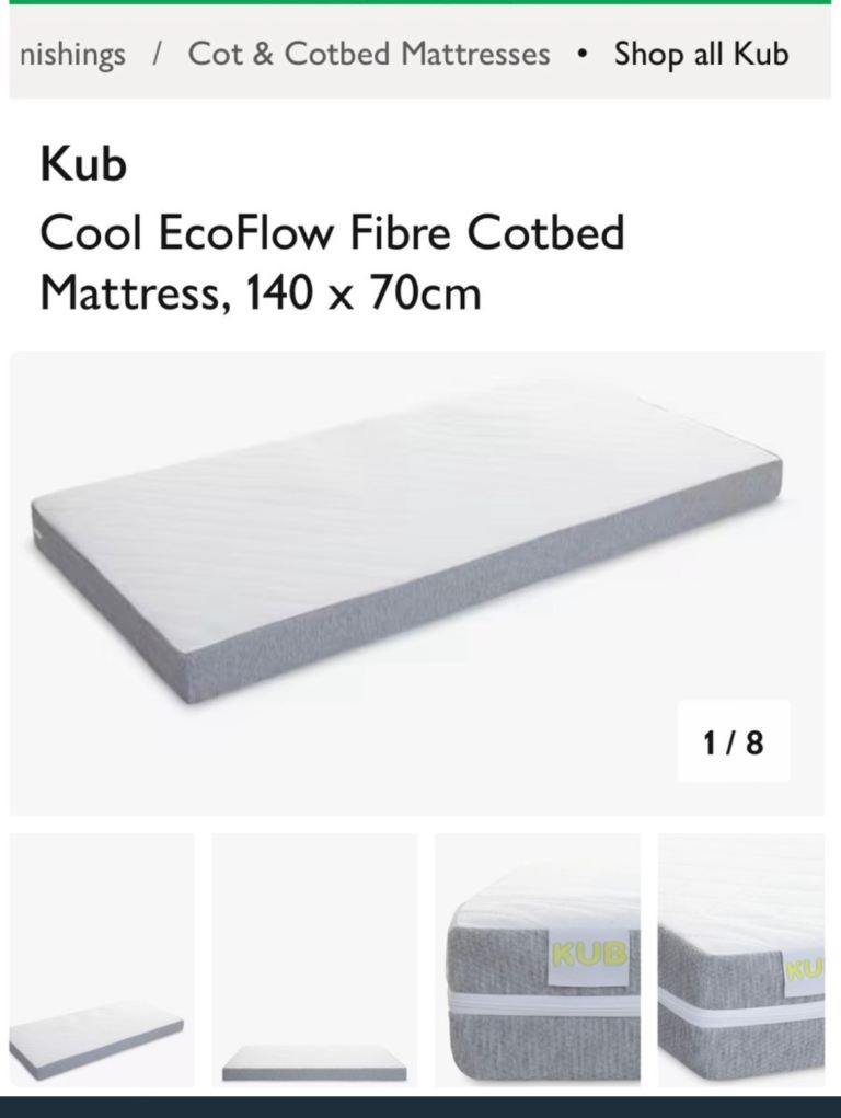 image for John Lewis KUB cot bed mattress 