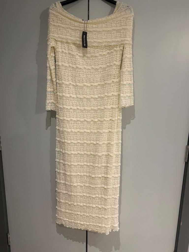 Off shoulder women’s dress from pretty little thing 