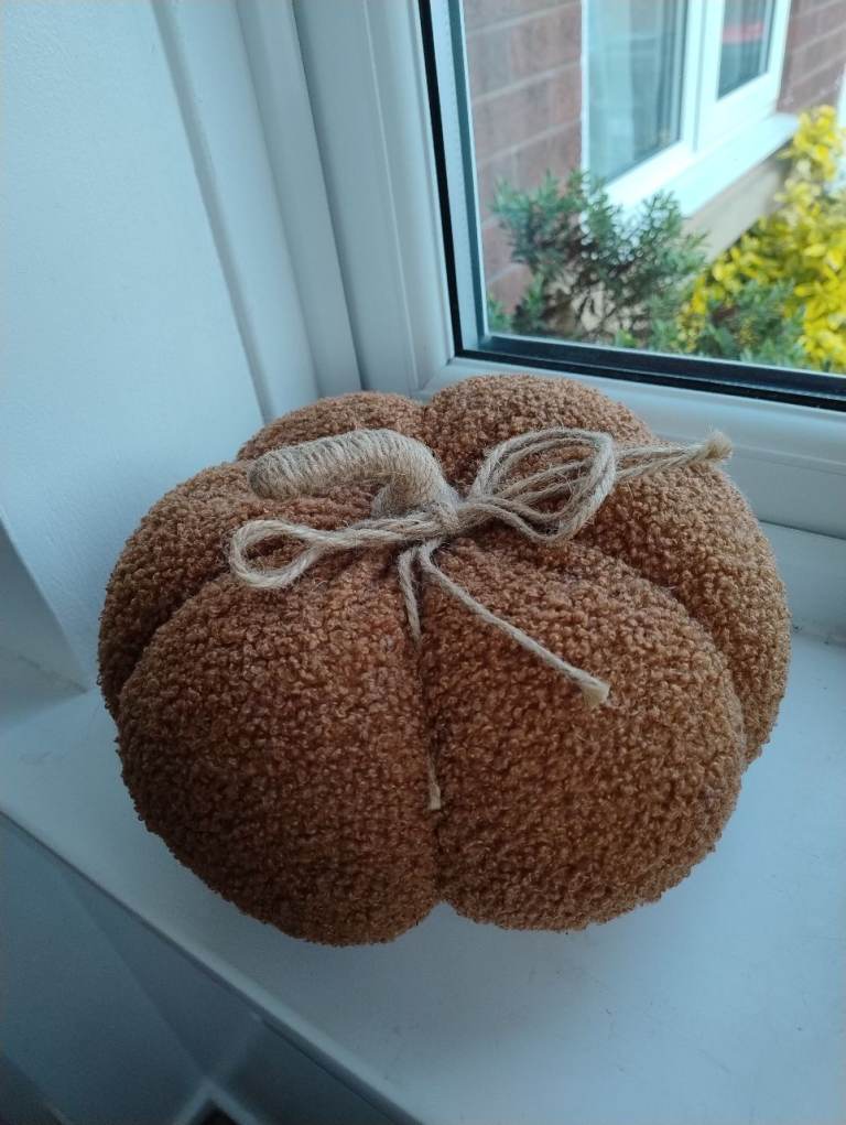 Rust colour boucle pumpkin cushion decoration