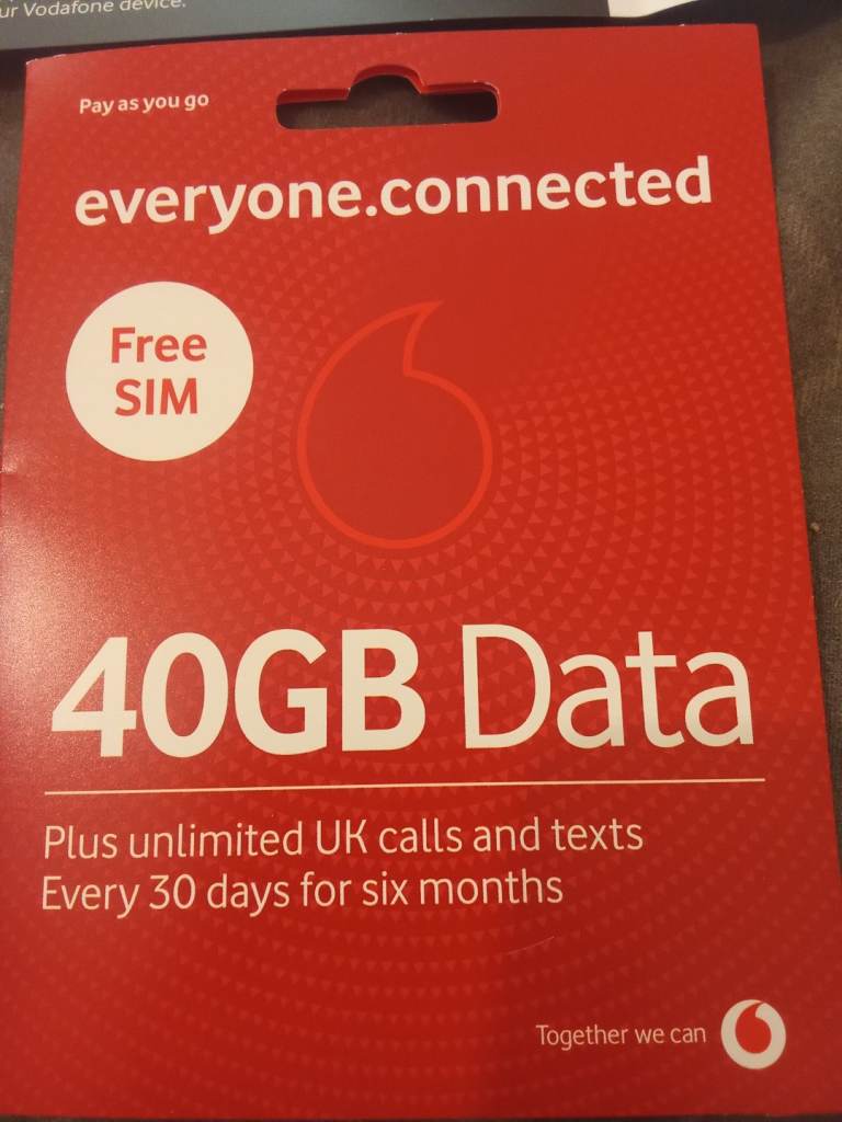 Vodafone SIM Card Free Data, Texts and calls 
