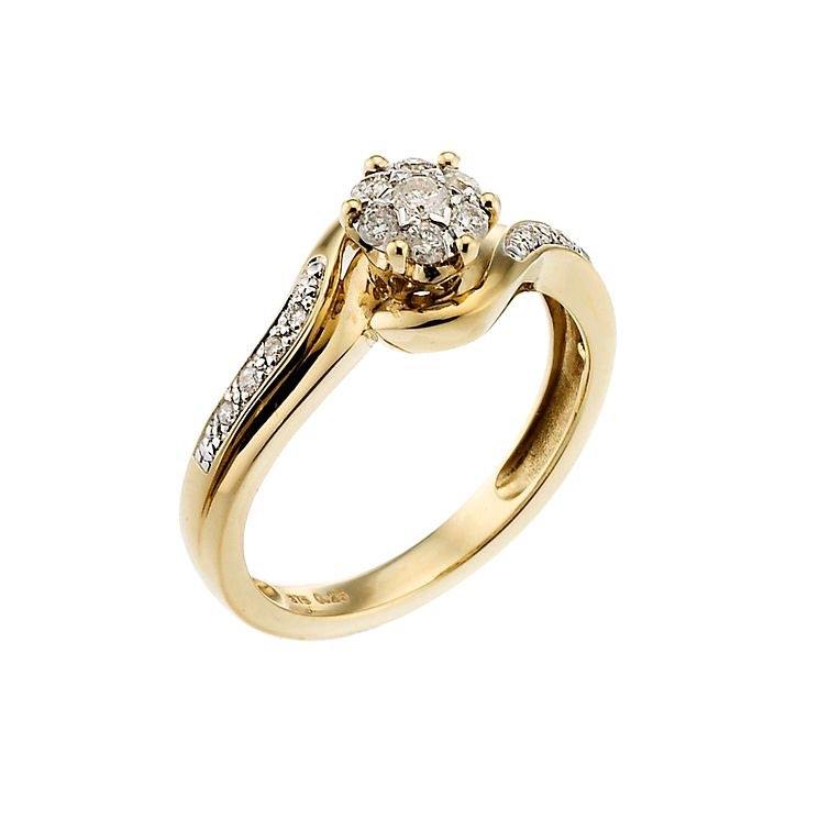 Gold Diamond Ring Size L 