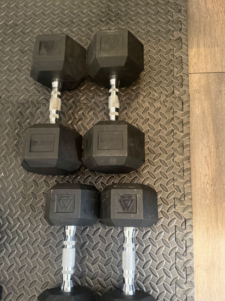 Pair of Black Hex Dumbbells – Good Condition