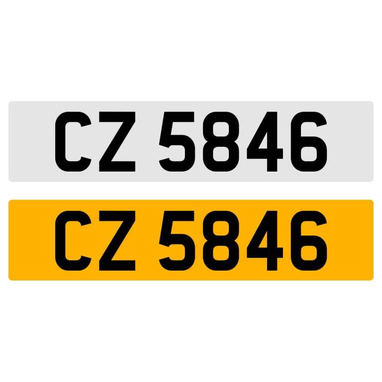 CZ 5846 NUMBER PLATE NUMBERPLATE REGISTRATION CHERISHED DATELESS NORTHERN IRISH NI