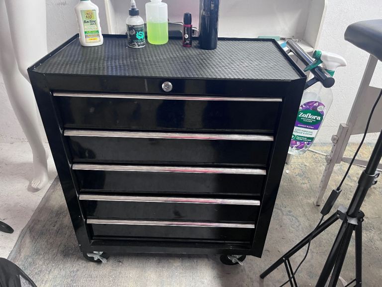 Black 5-Drawer Rolling Tool Trolley / Tool Cabinet – Good Condition