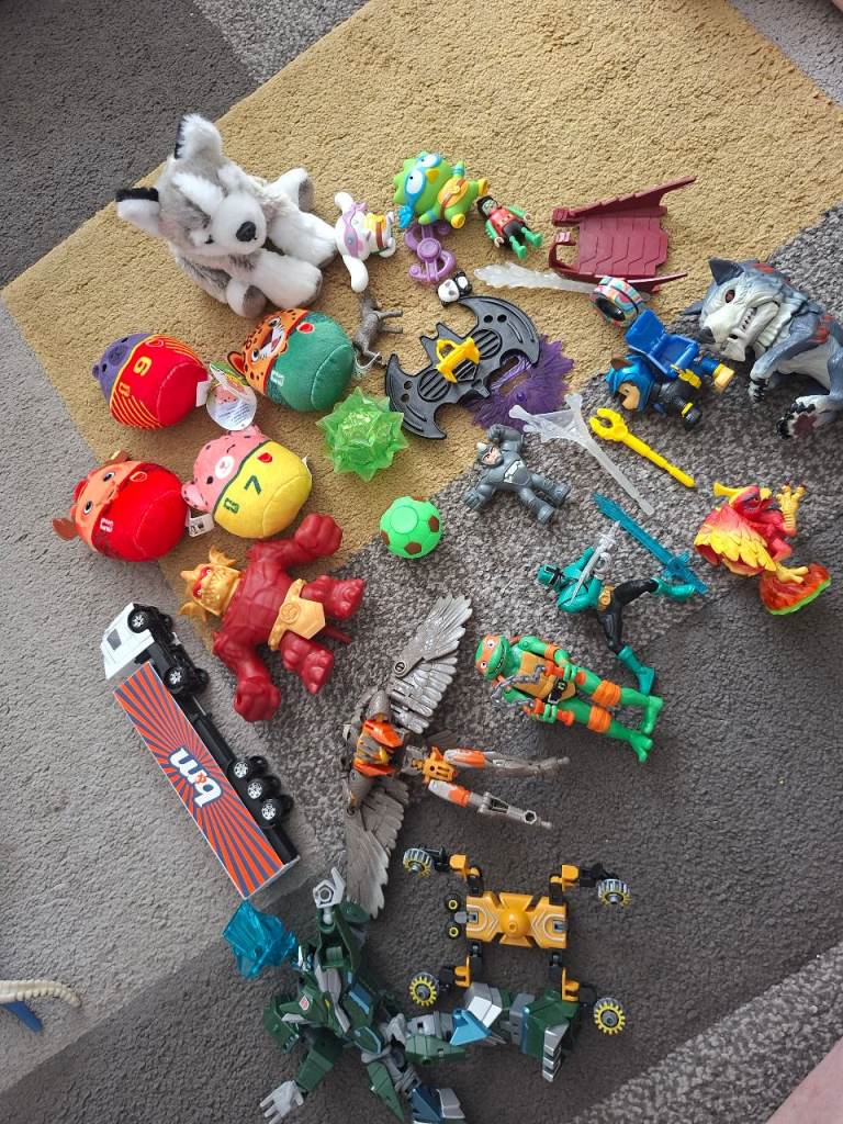 Mixed Bag of Kids' Toys - Action Figures, Plushies, and More