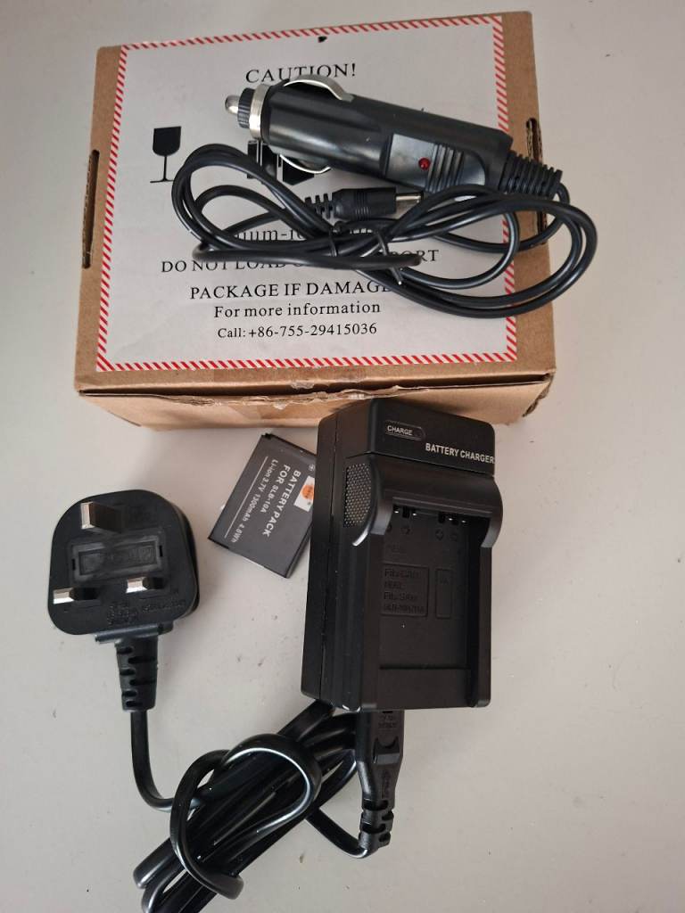 Camera Battery Charger Kit with Car Adapter and Battery