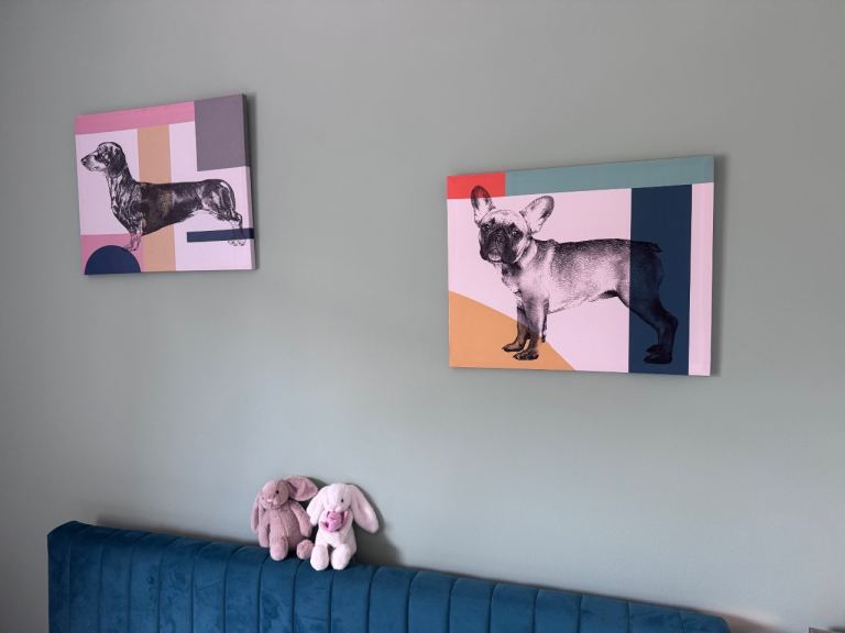 Set of 2 Dog Canvas Prints - Dachshund & French Bulldog
