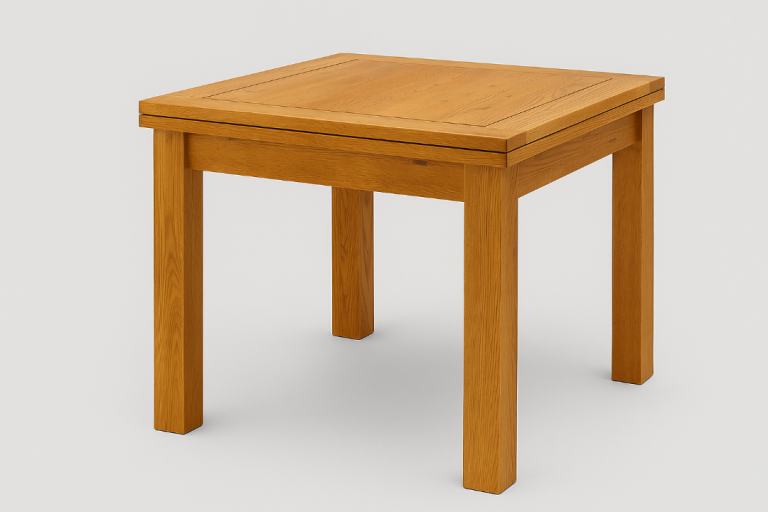 Set of 4 solid oak dining chairs plus Buxton oak dining table wuth extension panel 