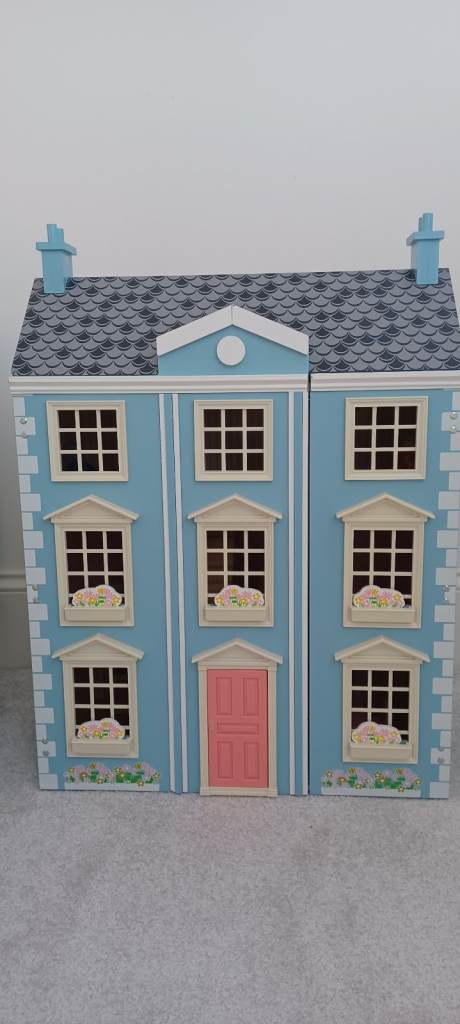 Chad Valley / Jupiter Workshops Georgian Manor Wooden Dolls House & Furniture 