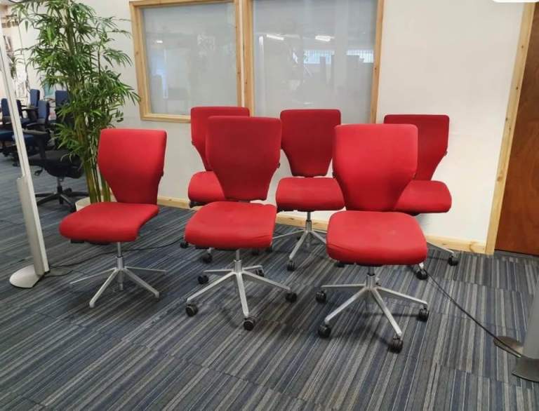 Red Office Computer Desk Chair Swivel Computer Admin Orangebox Chair £100 each