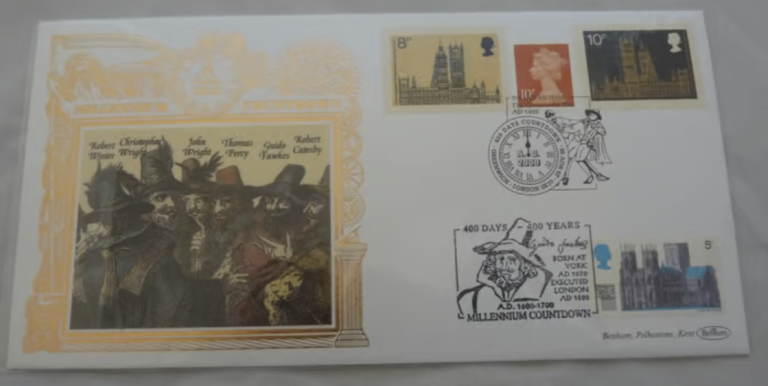 First Day Cover Millennium Countdown 26 November 1998 Guido (GUY) Fawkes 22 Carat Gold