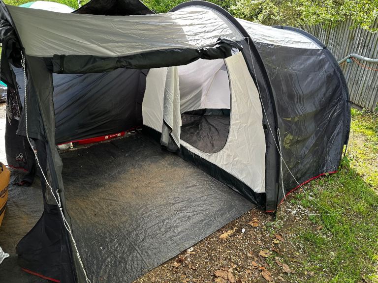 2 person camping tent with porch/entrance area and inner sleeping compartment