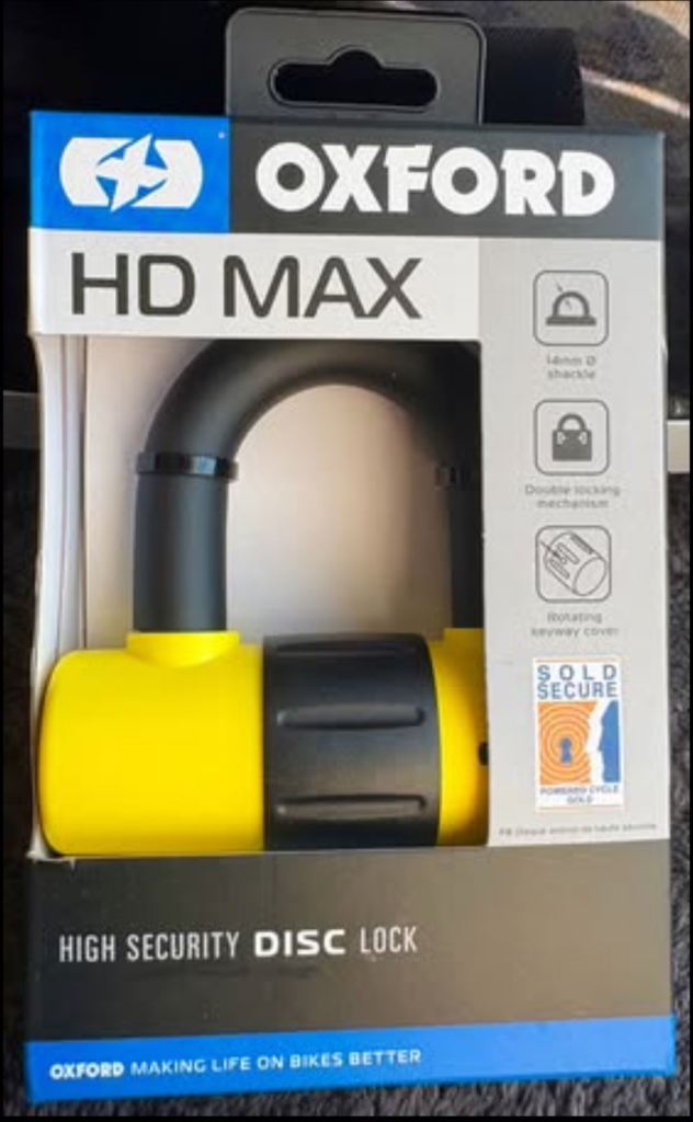 Oxford Heavy Duty Max Yellow Motorcycle Disc Lock Padlock Sold Secure GOLD