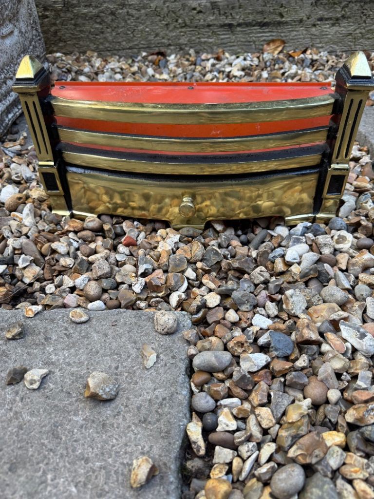 Vintage Brass & Red Metal Fire Grate