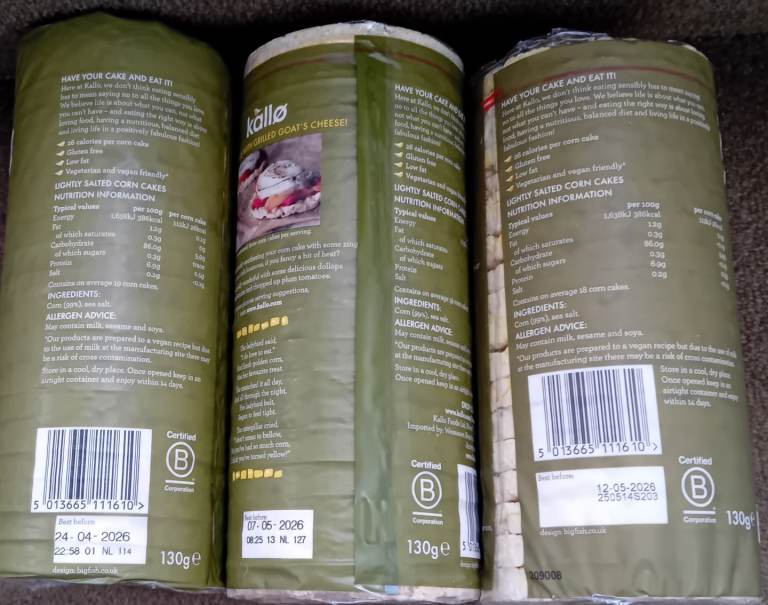 Kallo lightly salted low gat corn cakes