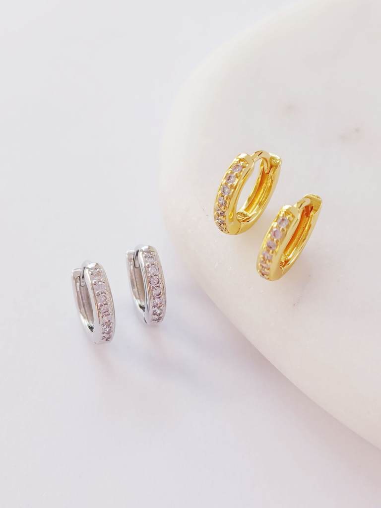 18K Gold or Silver Plated CZ Hoop Earrings Minimalist Jewellery Gift for Women New