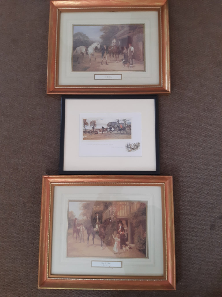 Set of three framed prints, pictures, photos,  paintings 