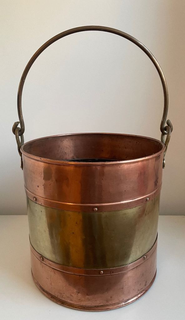 Vintage Brass & Copper Rivited Coal/log bucket