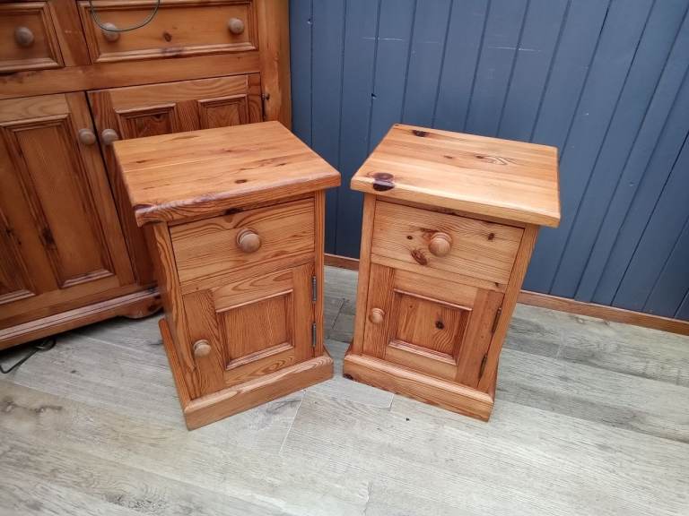 Stunning Handmade Pair of Pine Bedside Cabinets