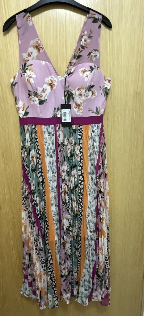 Guess multi floral print pleated dress