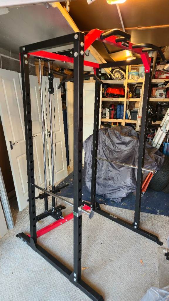 BodyMax CF385+ Power Rack and Disc/Plate Loading Pulley Attachment — Like New