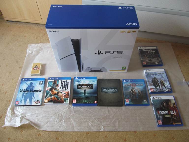SONY PS5 PLAYSTATION 5 1TB SLIM DISC DRIVE CONSOLE, BOXED/HARDLY USED/PERFECT CONDITION + 7 GAMES