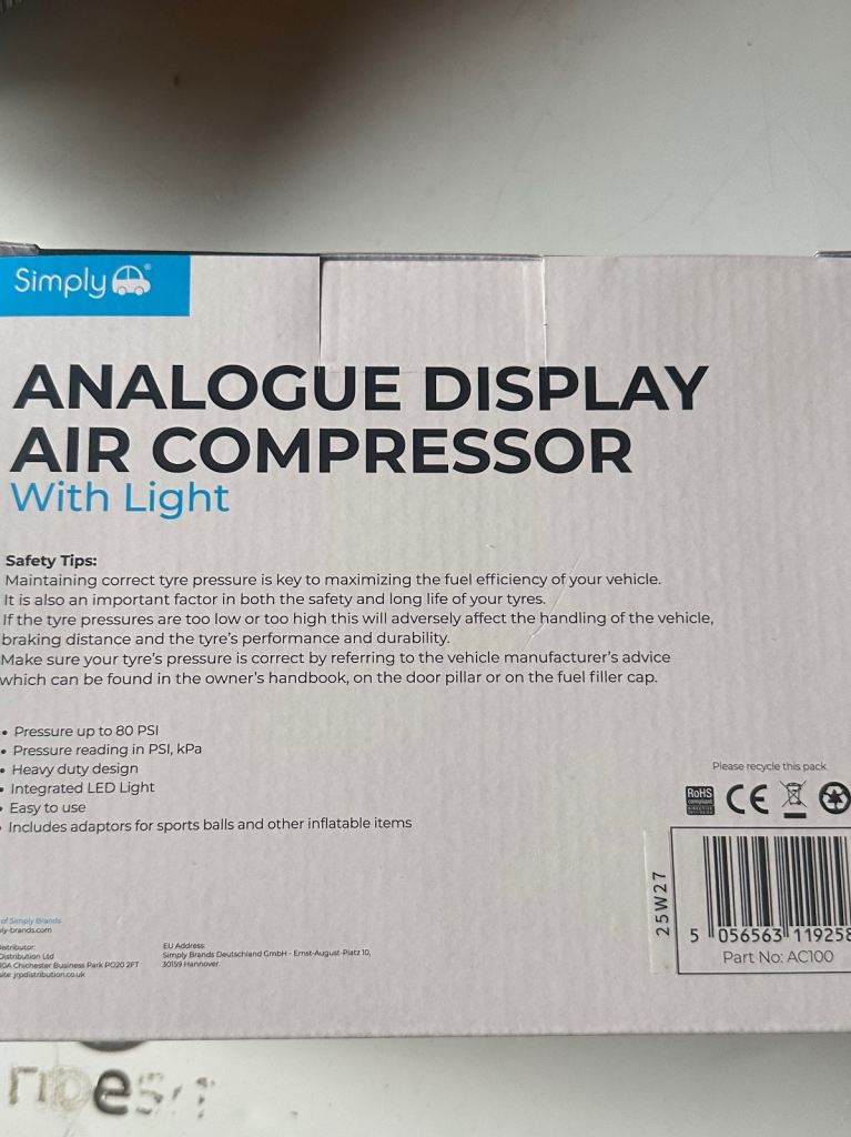 Air compressor for tyre 