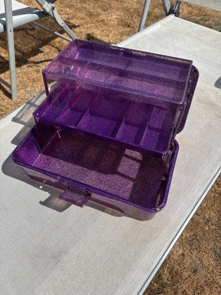 Sparkly Purple Tackle Box / Craft Storage - Good Condition