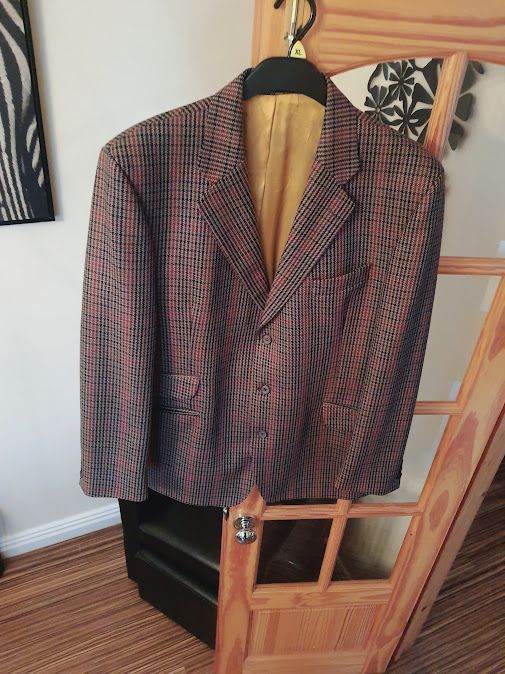 Brook Taverner Men’s Tweed Wool Blend Sports Jacket 44L Green Brown Check Blazer