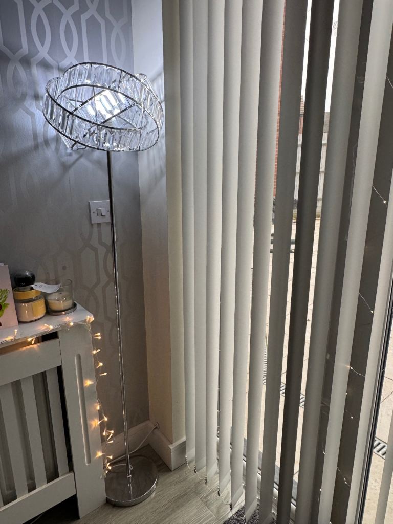 Crystal and chrome floor lamp