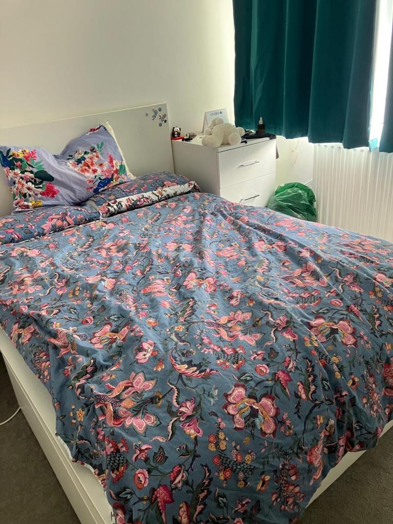 IKEA MALM White Double Bed with LURÖY Slats & IKEA Foam Mattress – Excellent Condition