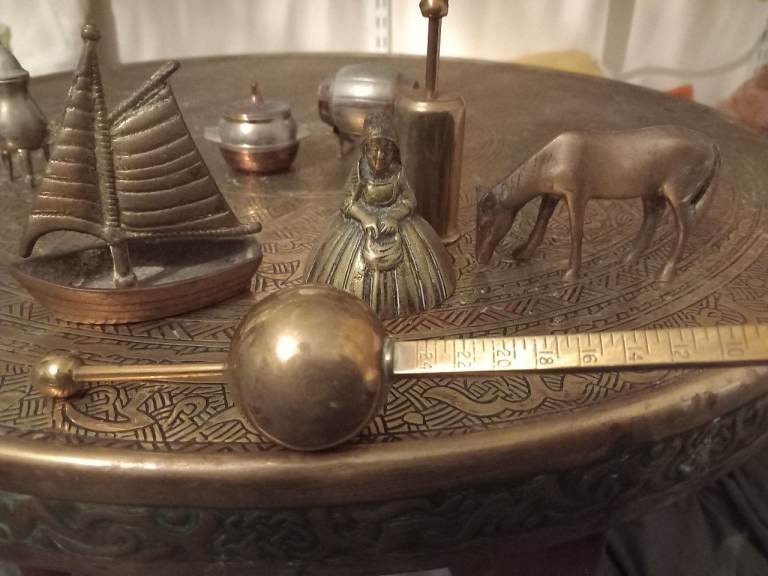 old brass ornaments bundle wee lady bell still has her boots
