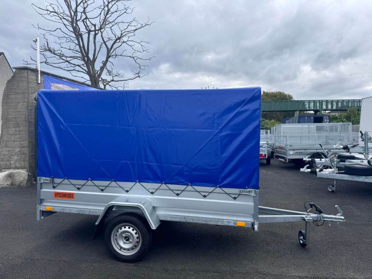 BRAND NEW NIEWIADOW 8,7ft x 4,2ft SINGLE AXLE TRAILER WITH FRAME AND COVER (150CM) 750KG