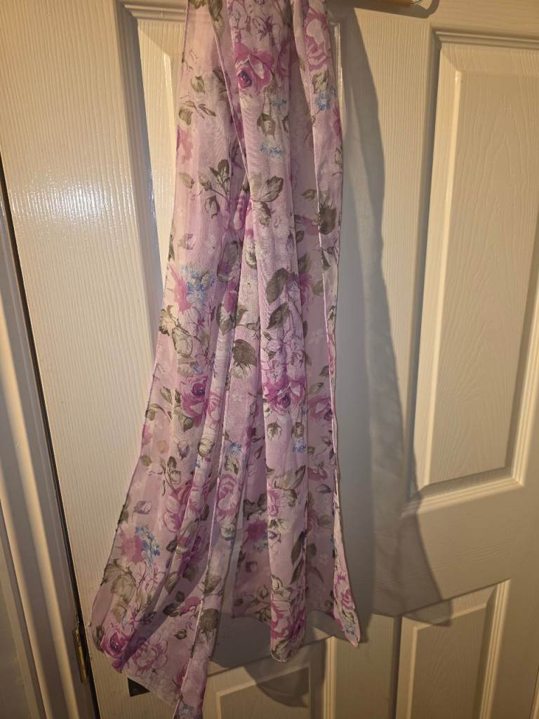 Pink floral print scarf