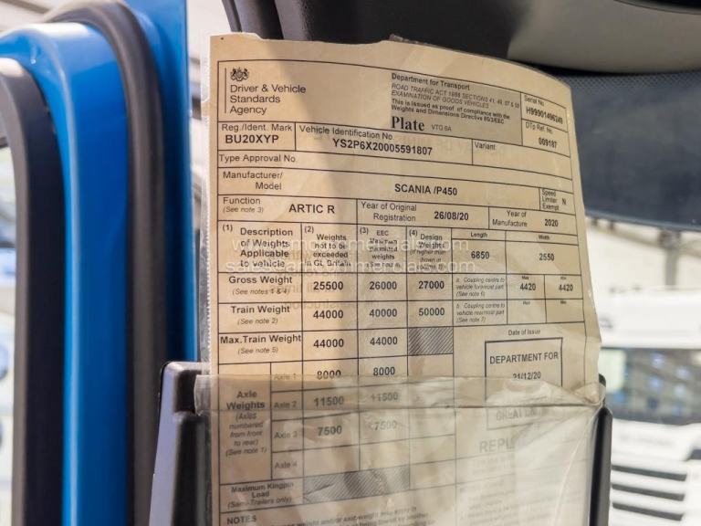 2020 (20) SCANIA P450 6X2 TAG AXLE HIGH SLEEPER CAB