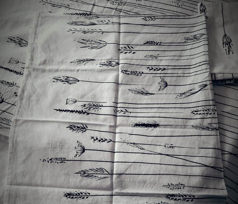 Double bedding for sale in black and white. 