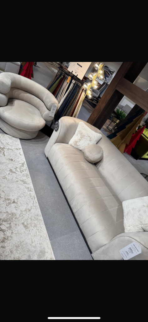 Sofology fitzrovia beige 3 seater sofa and love seat chair