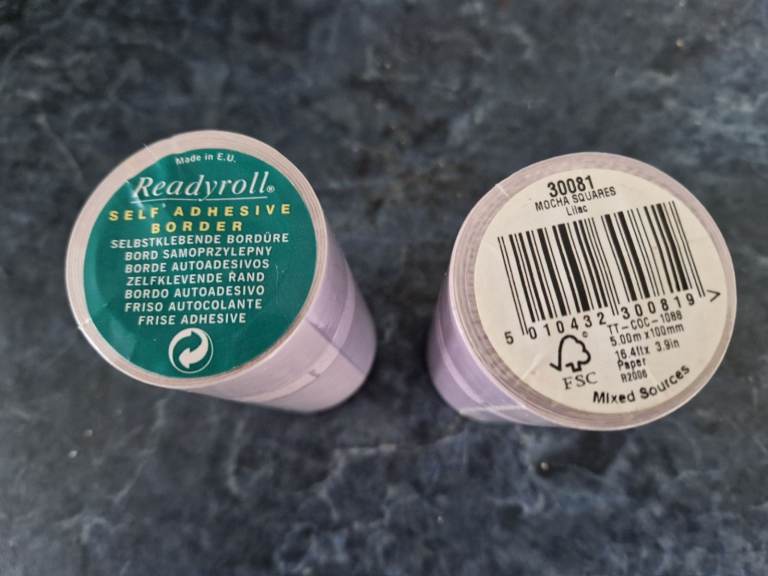 Readyroll Self Adhesive Border - Lilac colour.  2x rolls 100mm x 5 metre. New and Sealed