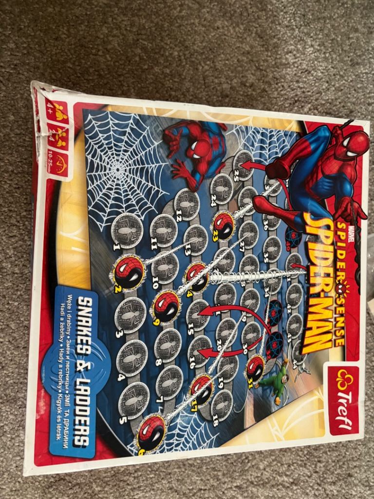 Spiderman Snakes & Ladders Board Game – Good Condition